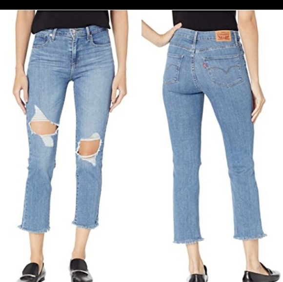 Levi's High Rise Straight Cropped Jeans Size 30 - Picture 3 of 3